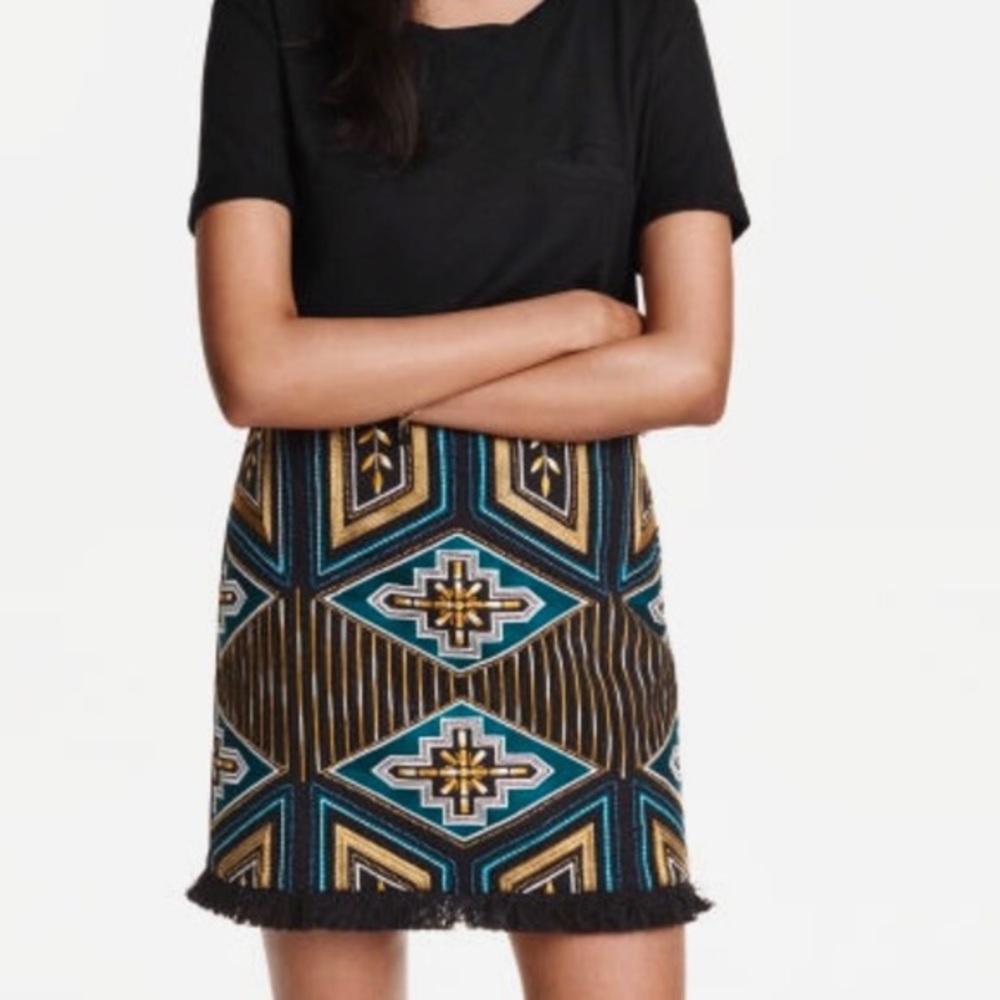H&M Embroidered Mini Skirt